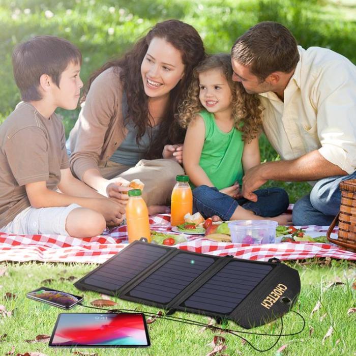 Choetech - Choetech Foldable 2x USB Solladdare 19W - Svart