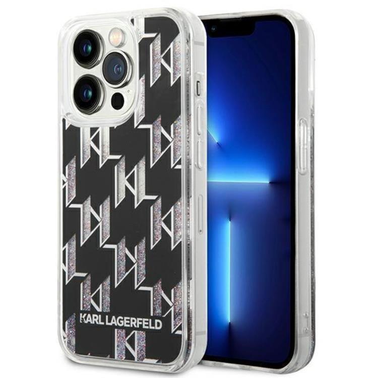 Karl Lagerfeld iPhone 14 Pro Skal Liquid Glitter Monogram - Svart | 2353 | AlltMobil