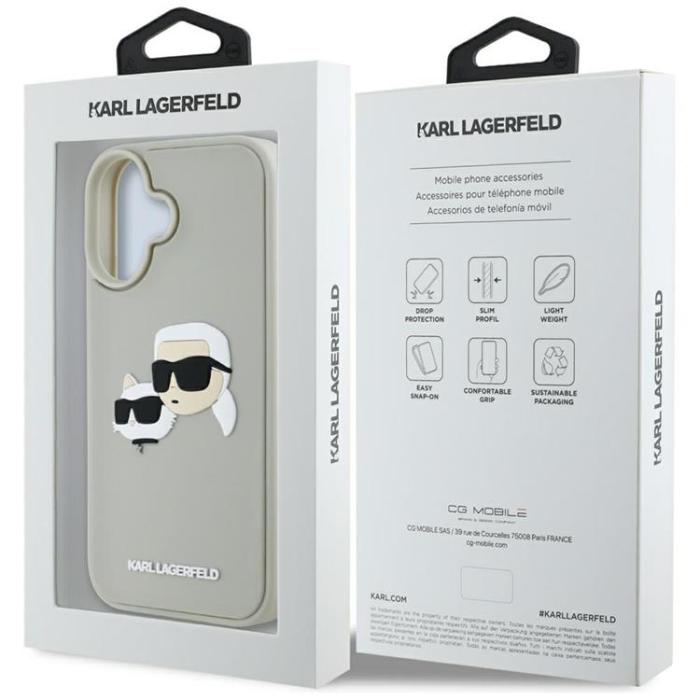 KARL LAGERFELD - Karl Lagerfeld iPhone 16 Mobilskal 3D Rubber Double Heads - Beige