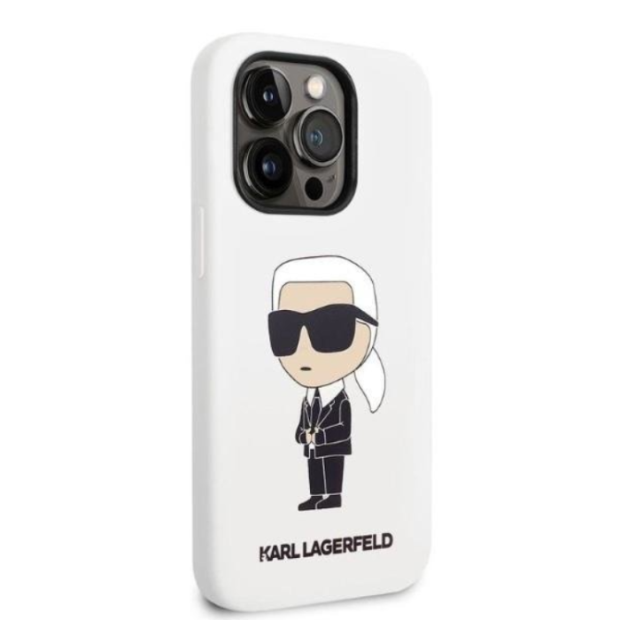 KARL LAGERFELD - Karl Lagerfeld iPhone 14 Pro Skal Silicone Ikonik - Vit