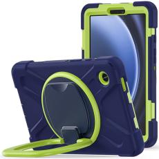A-One Brand - Galaxy Tab A9 Skal Kickstand Handle Grip - Marinblå / Gulgrön