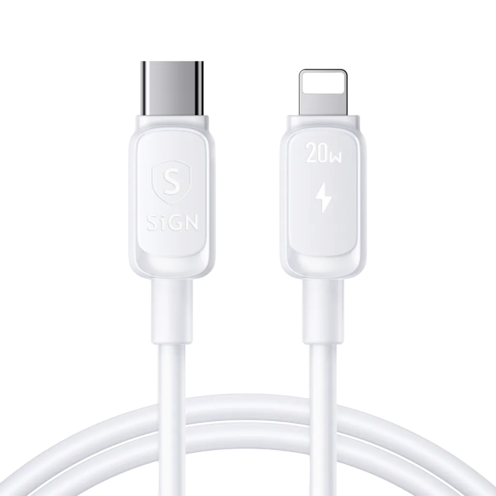 SiGN - SiGN USB-C till Lightning Kabel 2m 20W - Vit