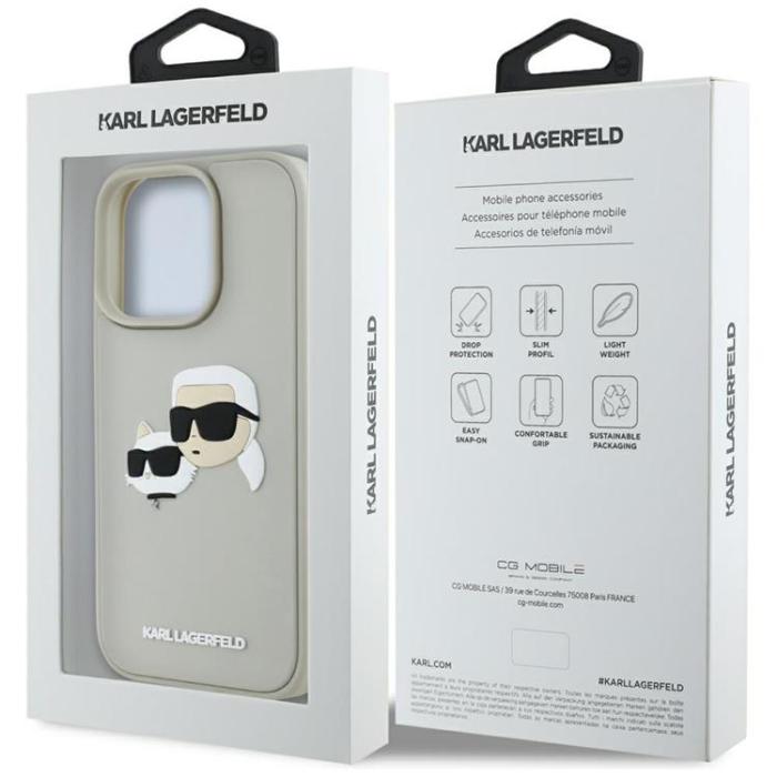 KARL LAGERFELD - Karl Lagerfeld iPhone 16 Pro Max Mobilskal 3D Rubber Double Heads - Beige