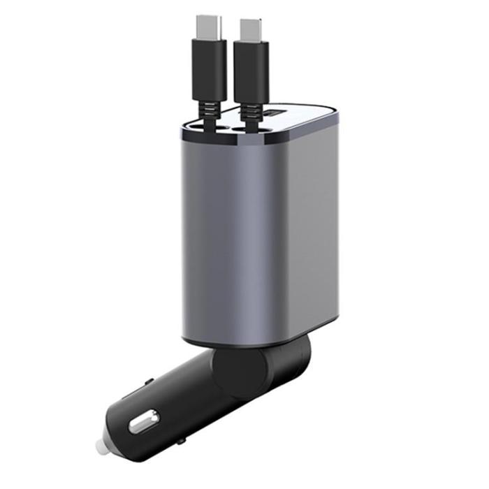 OEM - Billaddare 100W Snabbladdningsadapter med Indragbara Typ-C-Kablar X16