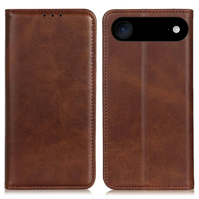A-One Brand - iPhone 17 Air Plånboksfodral Äkta läder - Coffee