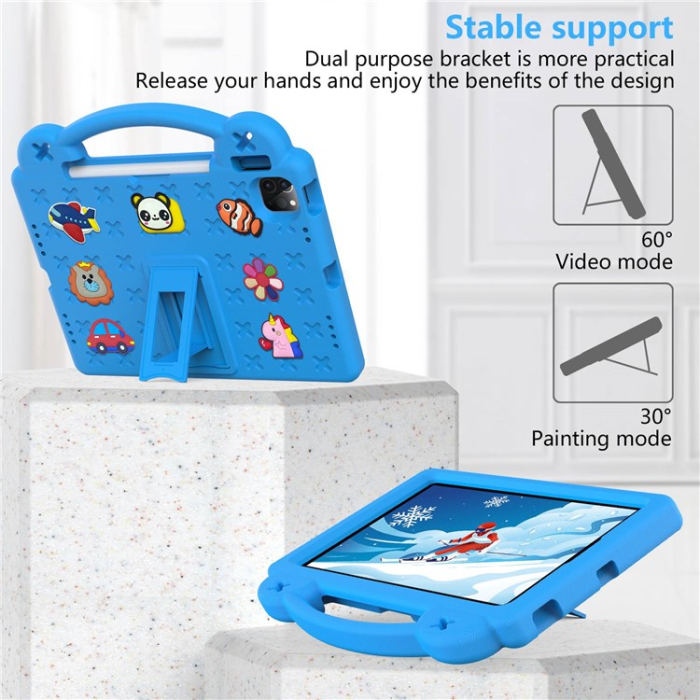 OEM - iPad Pro 11 (2018/2020/2021/2022) Skal EVA Kickstand Shockproof - Ljusblå