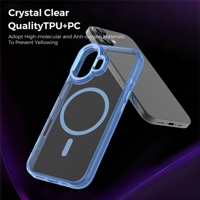 A-One Brand - iPhone 17 Mobilskal MagSafe TPU+PC Transparent - Blå