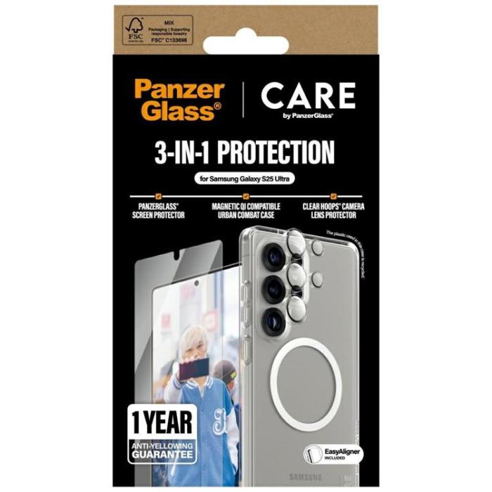 PanzerGlass - [3in1] CARE by PanzerGlass Galaxy S25 Ultra Skal, Härdat Glas, Kameralinsskydd