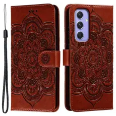 OEM - Samsung Galaxy S26 Pl&aring;nboksfodral Konstl&auml;der Mandala Tryckt Design - Brun
