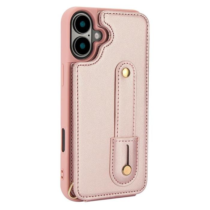 A-One Brand - iPhone 17 Mobilskal korthållare Med Axelrem - Roséguld
