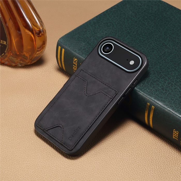 DENIOR - DENIOR iPhone Air Mobilskal Kickstand Korthållare - Svart