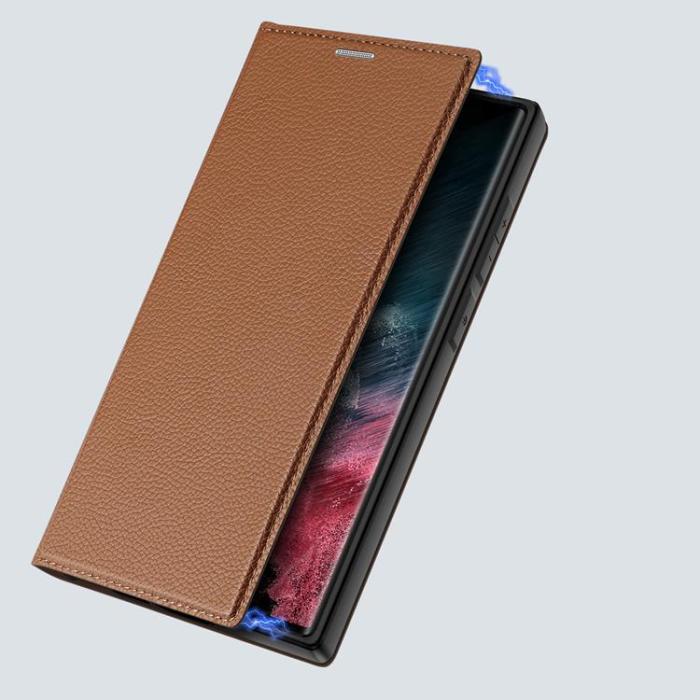 Dux Ducis - Dux Ducis Galaxy S23 Ultra Plånboksfodral Skin X2 - Brun