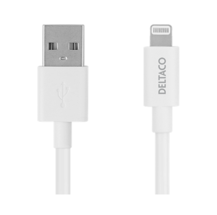 UTGATT1 - Deltaco MFi Lightning Till USB-A Kabel 1m - Vit