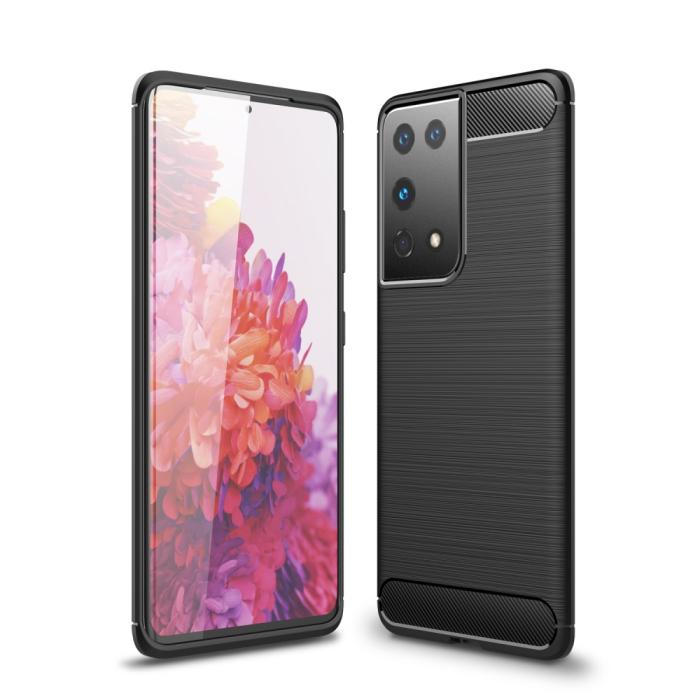 A-One Brand - Brushed Carbon Mobilskal till Galaxy S21 Ultra - Svart