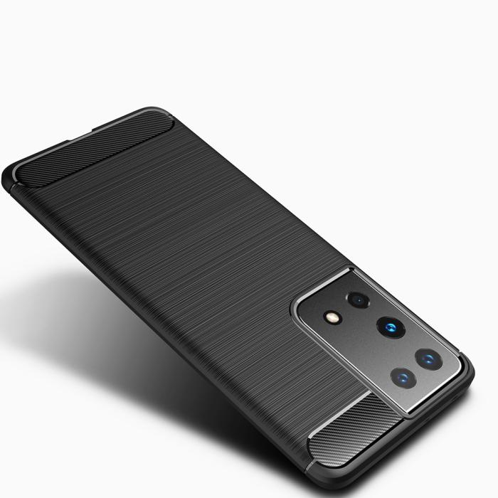 OEM - Brushed Carbon Mobilskal till Galaxy S21 Ultra - Blå
