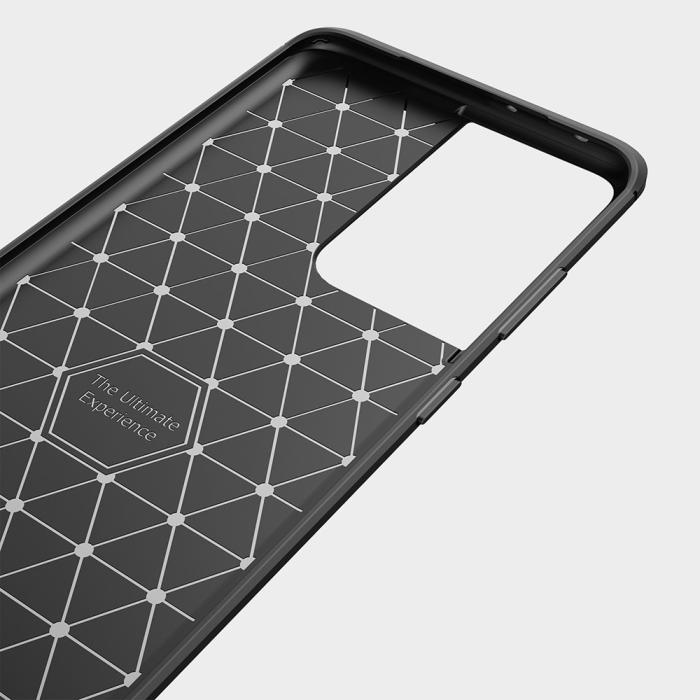 OEM - Brushed Carbon Mobilskal till Galaxy S21 Ultra - Blå