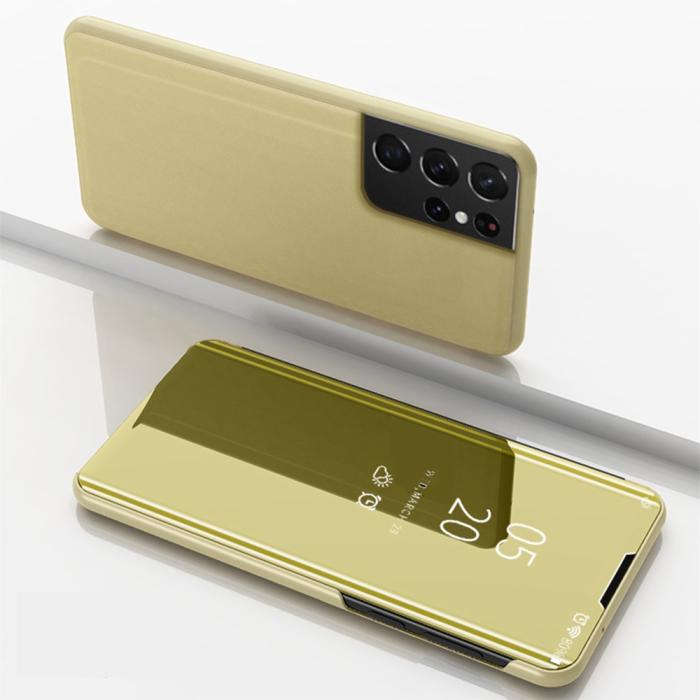 A-One Brand - Mirror Window fodral till Samsung Galaxy S21 Plus - Guld