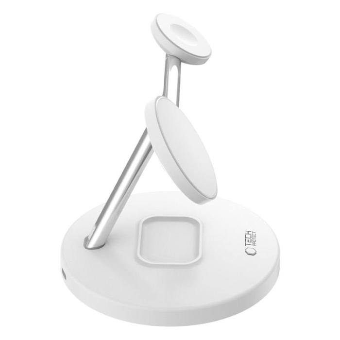 Tech-Protect - Tech-Protect 3-in-1 Trådlös Laddare Magsafe iPhone, Apple Watch, AirPods - Vit