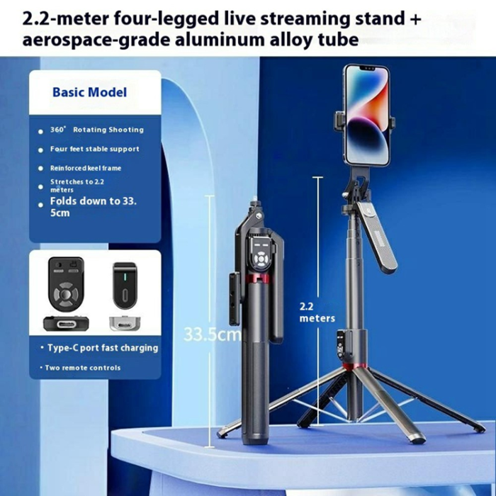 OEM - Dubbel Fjärrkontroll Selfiestick Bluetooth Anti-skakning Gimbal P325