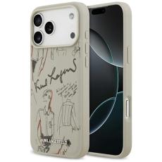 KARL LAGERFELD - Karl Lagerfeld iPhone 17 Pro Max Mobilskal MagSafe Grained Pattern & Logo - Grå