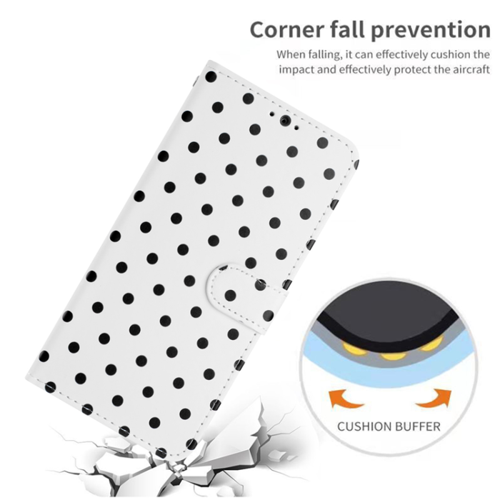 A-One Brand - OnePlus 15 5G Plånboksfodral Polka Dot Pattern Läder - Vit