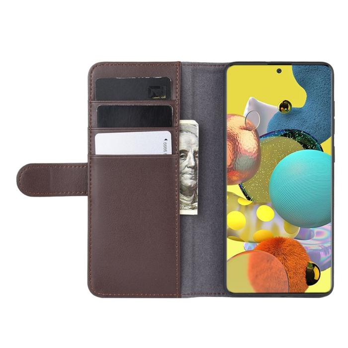 OEM - Äkta Läder Plånboksfodral Samsung Galaxy A51 5G - Brun