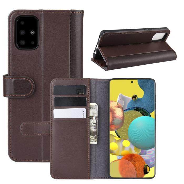OEM - Äkta Läder Plånboksfodral Samsung Galaxy A51 5G - Brun