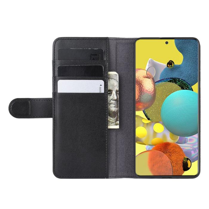 OEM - Äkta Läder Plånboksfodral Samsung Galaxy A51 5G - Svart