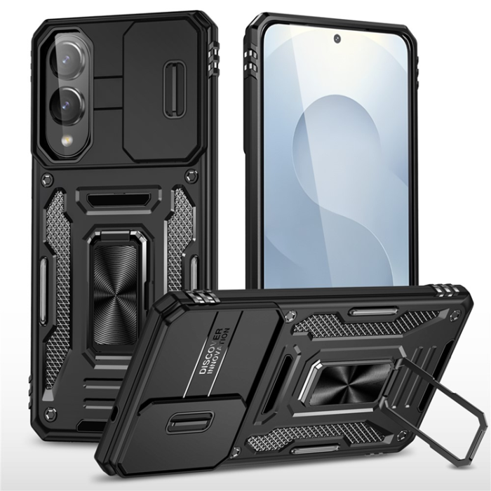 A-One Brand - Galaxy S25 Edge Mobilskal Kickstand Slide - Svart