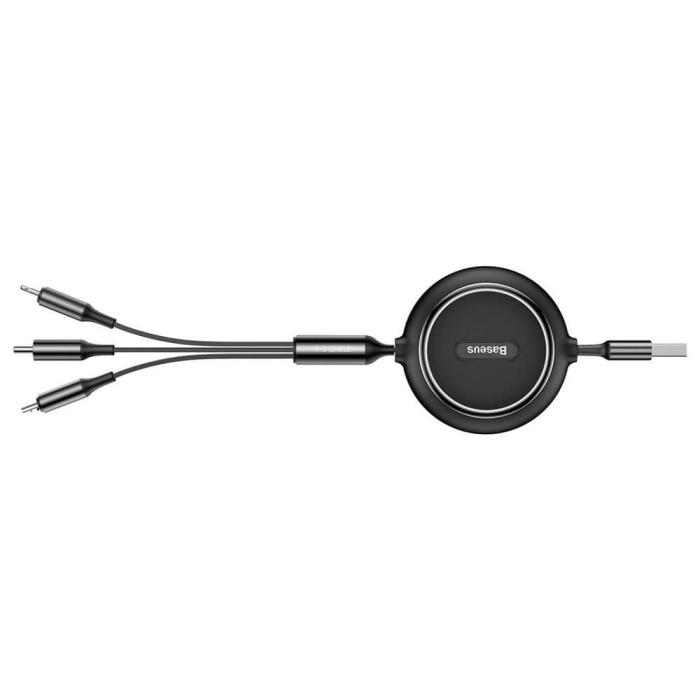 BASEUS - Baseus 3in1 microUSB/ lightning/ USB-C 120cm Golden Loop - Svart