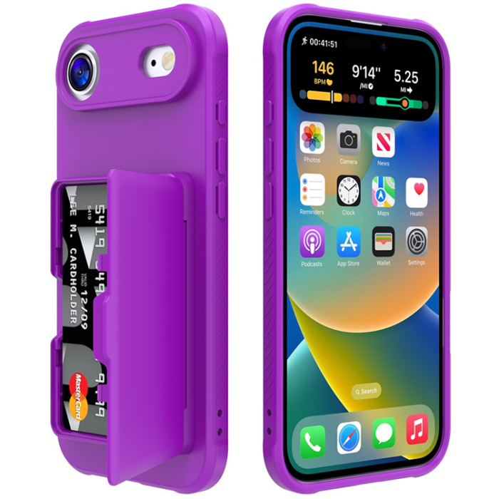 A-One Brand - iPhone Air Mobilskal Korthållare Mirror Kickstand - Lila