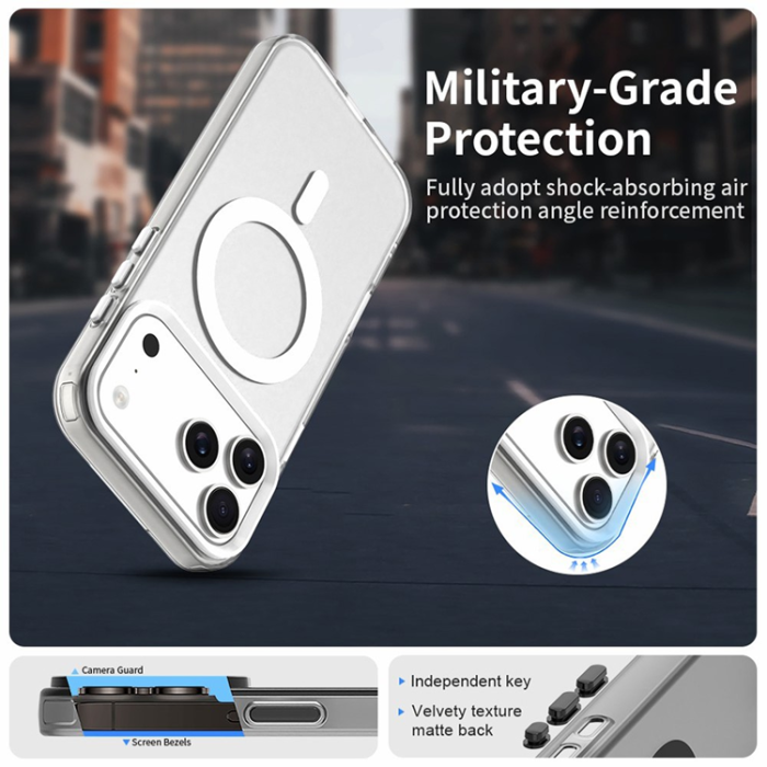 A-One Brand - iPhone 17 Pro Mobilskal MagSafe Anti Drop Hybrid - Vit