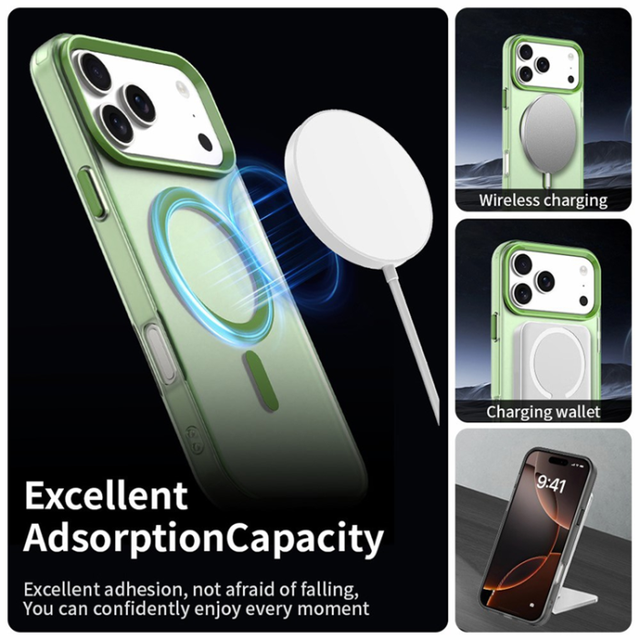 A-One Brand - iPhone 17 Pro Max Mobilskal MagSafe Anti Drop Hybrid - Grön