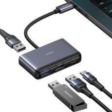 USAMS - USAMS 4in1 Adapter Hubb USB-C, 2xUSB 2.0, USB 3.0 - Grå