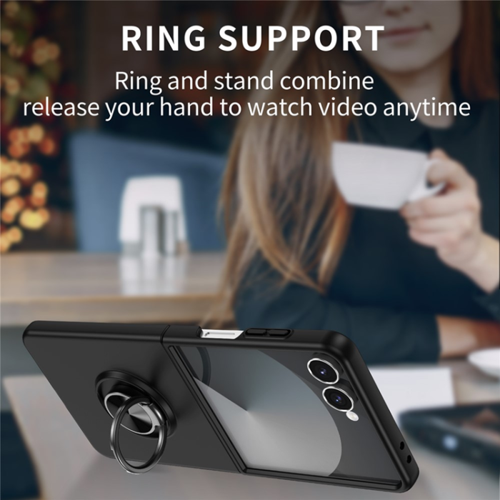 A-One Brand - Galaxy Z Flip 7 5G Mobilskal Rotatable Ring Kickstand - Svart
