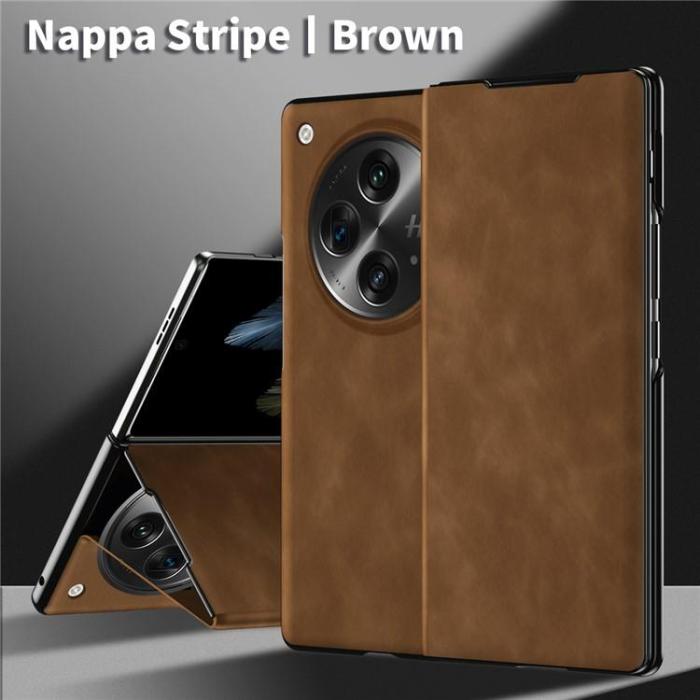 A-One Brand - OnePlus Open Mobilfodral Nappa Texture - Brun