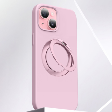 A-One Brand - iPhone 15 Mobilskal MagSafe Silikon Roterande Kickstand - Rosa