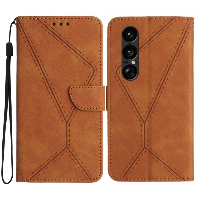 Sony Xperia 1 VII Plånboksfodral Skin Touch Lines Imprinted | 2353 | AlltMobil