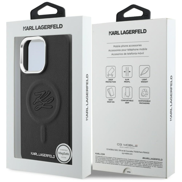KARL LAGERFELD - Karl Lagerfeld Mobilskal För iPhone 16 Pro Magsafe Initial & Metal Logo