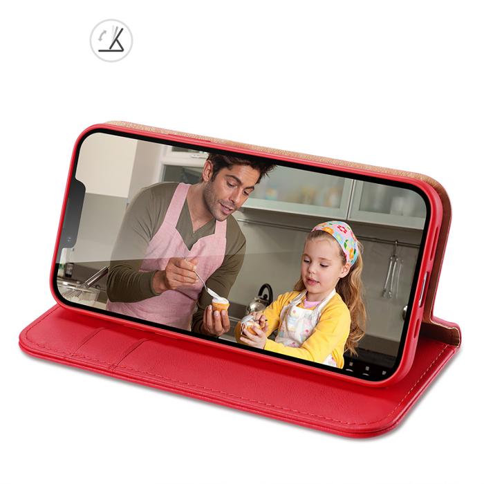 Dux Ducis - Dux Ducis iPhone 14 Plus Plånboksfodral Äkta Läder Hivo Flip - Röd