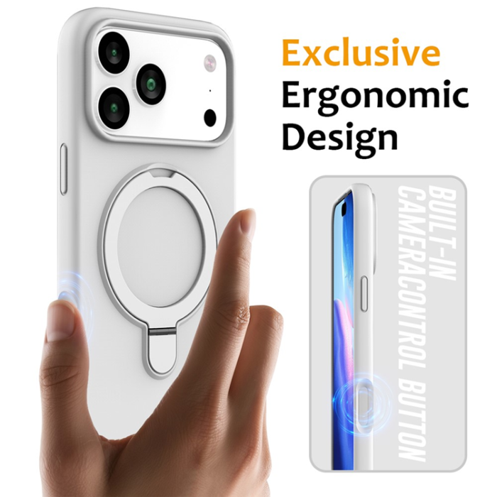 A-One Brand - iPhone 17 Pro Mobiskal MagSafe Kickstand PC + Silikon - Vit