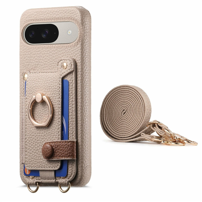 A-One Brand - Google Pixel 10/10 Pro Mobilskal med Korthållare Ring Kickstand - Khaki