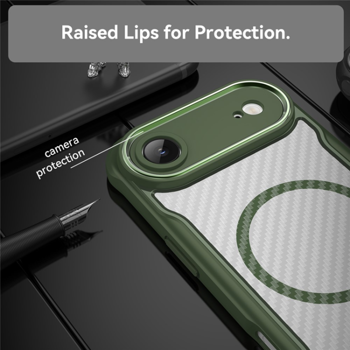 A-One Brand - iPhone 17 Air Mobilskal MagSafe Carbon Fiber - Grön