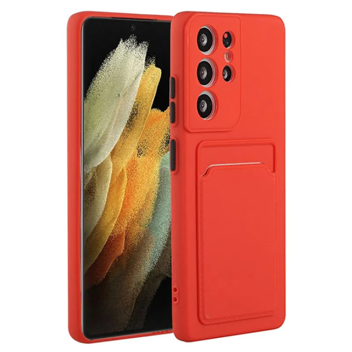 OEM - Galaxy S23 Ultra Mobilskal Korthållare TPU - Röd