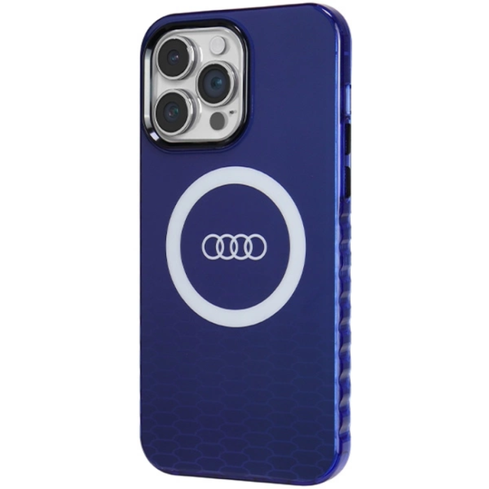 Audi - Audi iPhone 14 Pro Max Mobilskal Magsafe IML Big Logo - Blå