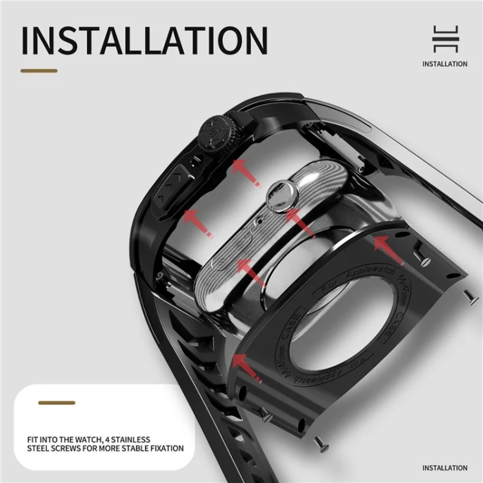 Shelbox - Shellbox Apple Watch 44mm Armband Silikon Metal - Svart