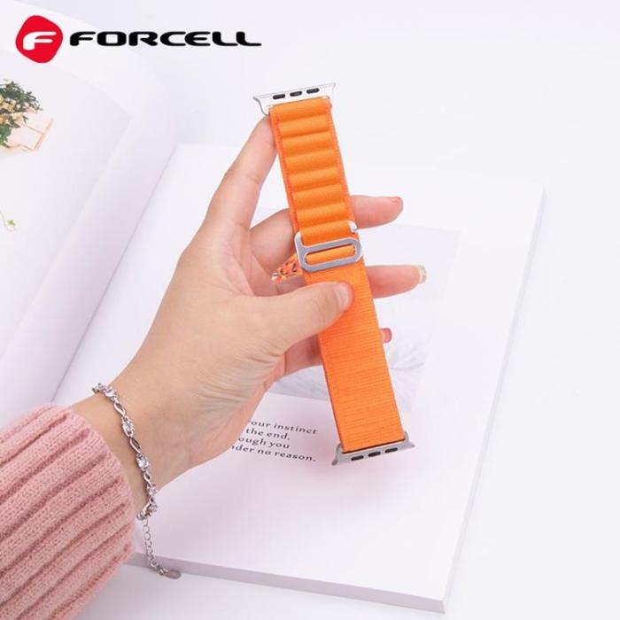 Forcell - Forcell Apple Watch (42/44/45/49mm) Armband F-Design - Orange