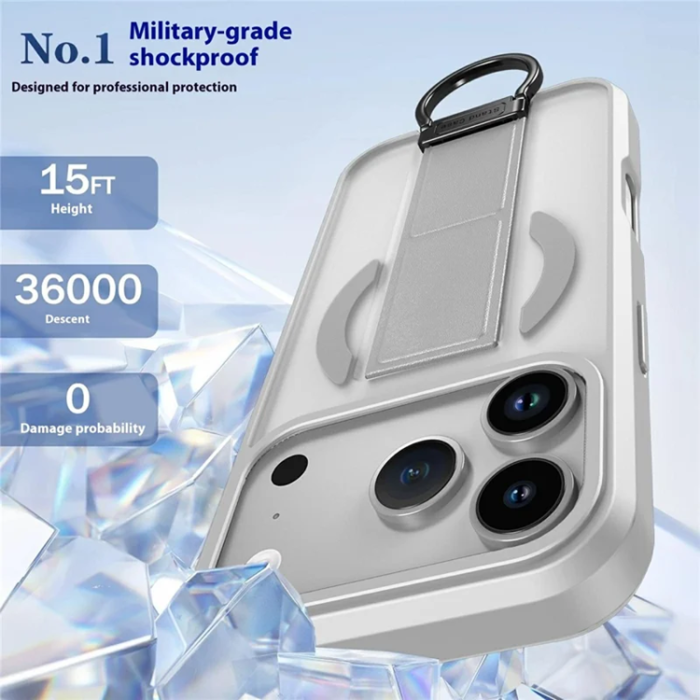 A-One Brand - iPhone 17 Pro Max Mobilskal Magsafe D-Ring Kickstand - Grå