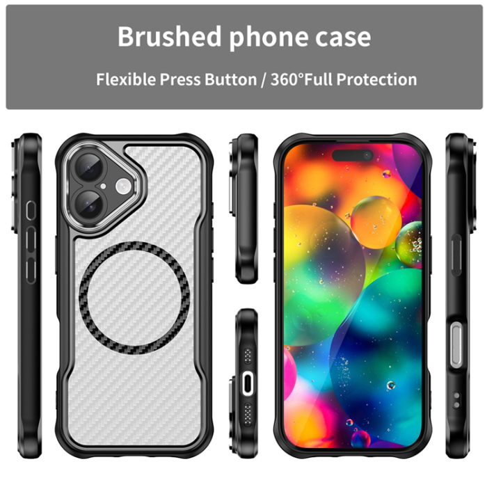 A-One Brand - iPhone 17 Mobilskal MagSafe Carbon Fiber - Svart