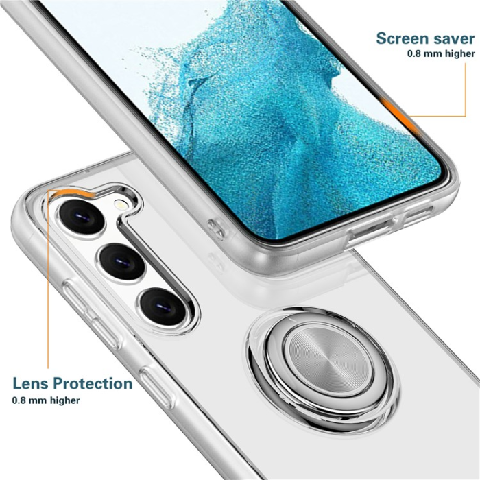 A-One Brand - Galaxy S23 Skal Ringhållare Kickstand Shockproof - Clear